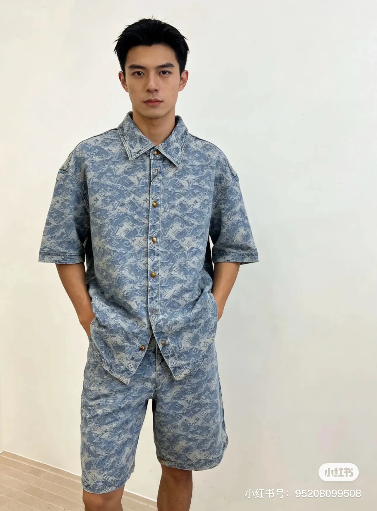 Louis Vuitton/Louis Vuitton cloud old flower jacquard suit denim shorts